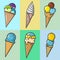 Collection of several fresh and delicious ice creams in one frame.