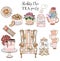 Collection of Shabby Chic items and tea Party set - handmade raster clip arts