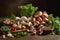 Collection of shiitake mushrooms, garlic cloves, and a variety of fresh herbs, symbolizing the essential ingredients for creating