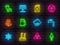 Collection of shiny neon colorful icons signs symbols ecology theme part 3