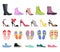 Collection of Shoes Types. Modern Female Footwear