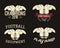 Collection of shoulder pads labels, stamps, logos