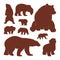 Collection of silhouette Bears. Vector logo. Wildlife. Wild Bear. Vector illustration