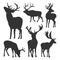 Collection of silhouette Deers. Vector logo. Wildlife. Wild Deer. Vector illustration