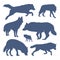 Collection of silhouette Wolfs. Vector logo. wildlife. Wild wolf. Vector illustration