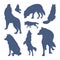 Collection of silhouette Wolfs. Vector logo. wildlife. Wild wolf. Vector illustration