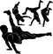 Collection silhouettes breakdancer on a white background