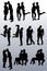 Collection of silhouettes of couples of people