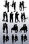 Collection of silhouettes of couples of people
