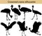 Collection of silhouettes of crowned cranes