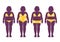 Collection of silhouettes of fat woman in bathing suits ,Vector illustrations
