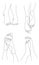 Collection. Silhouettes of human legs, feet in a modern one line style. Continuous line drawing, aesthetic outline for home decor,