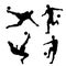 Collection of silhouettes of soccer or football players