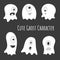 Collection of simple cute flat ghosts. Cute cartoon spooky character. Vector Illustration