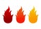 Collection of simple illustrations of three types of fire designs