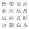 Collection of simple monochrome architectural planning icon vector construction design engineering