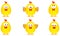 Collection of six funny yellow easter chickens with several expressions, vector illustration