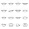 Collection of sixteen linear icons of women\'s lips