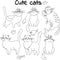 Collection of sketched cats