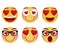 Collection of smiley faces. Emoticon, emoji icons on white background. Vector illustration