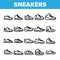 Collection Sneakers Thin Line Icons Set Vector
