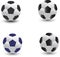 Collection Soccer ball design Isolated on white background mixed colors