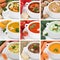 Collection of soups soup tomato vegetable noodle closeup healthy