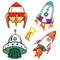 Collection of  space vector icons. Colorful Set of Rockets icon