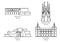 Collection of spain landmarks. Vector illustration decorative design