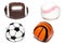 The Collection of sport ball with soccer, rugby, baseball and ba