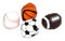 Collection of sport ball with soccer, rugby, baseball and basket