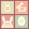 Collection of square Easter backgrounds in retro style