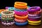 collection of stackable charity wristbands in vibrant colors