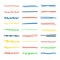 Collection of strikethrough multi colored underlines. different doodle colorful dotted and wavy lines emphasis