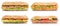 Collection of sub sandwiches with salami ham cheese salmon fish