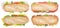 Collection of sub sandwiches whole grains ham salami cheese salmon fish from above isolated on white