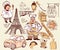 Collection of symbols of Paris.