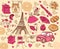 Collection of symbols of Paris.