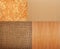 Collection of textures backgrounds - burlap, cork, timber, corru