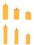 Collection of thin and thick wax candles at different stages of combustion