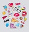 Collection of Things for Teens Vector Stickers Set