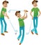 Collection of three Happy Golfers on the white background