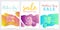 Collection of three Mothers Day banners, colorful templates for business, abstract backgrounds