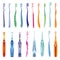 Collection of toothbrushes dental symbols. Mouth cleaning tools. Isolated icons for web. Oral care and hygiene