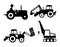 collection of Tractor with crane isolated vector Silhouette