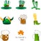 Collection of traditional symbols of St. Patrick