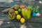 Collection of tropical fruits - Coconut, Mango, Yuca