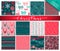 Collection of twelve hand drawn winter holidays seamless patterns