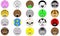 Collection of twenty cute funny round vector illustrated animal sticker icon buttons