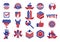 Collection of us election icons. Vector illustration decorative design